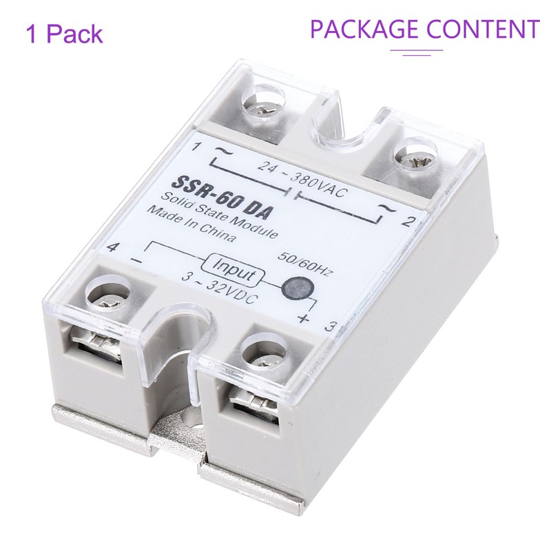 DMiotech SSR-60DA 3-32V DC Input to 24-380V AC Output Single