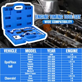 Turbo Engine Timing Tool Kit - Camshaft Holding Locking & Engine Camshaft Alignment Tool Set Compatible with Chevy Aveo Cruze Orlando Vauxhall Opel 1.0L 1.2L 1.4L (2009-2020) 1.4 Timing Tool W/Gloves