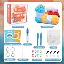 Crochet Kit for Beginners, Learn to Crochet Animals - Penguin & Duck with Step-by-Step Video Tutorials, Amigurumi Crocheting Kits, DIY Art Craft Knitting Set, Great Gifts for Adults, Teen, Girls Woman