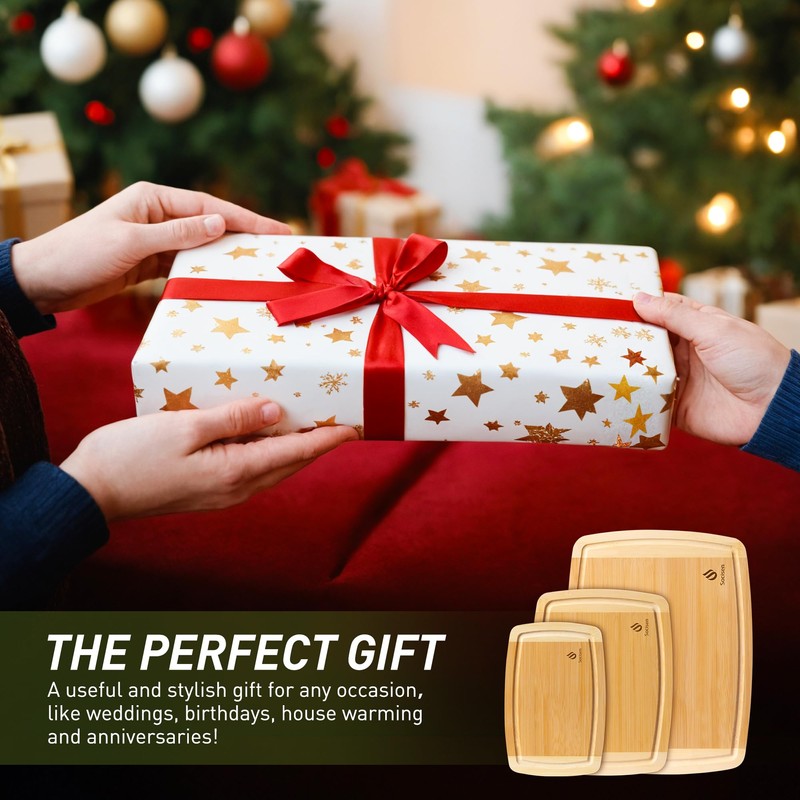 Bamboo Cutting Board Set Non Slip Feet Over Sink Tablas