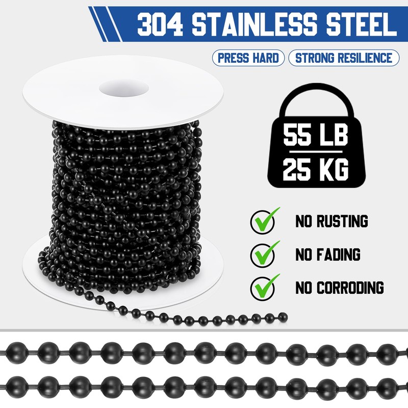 Yaocom 50ft 4.5mm Ball Beaded Chain with 50 Connectors for
