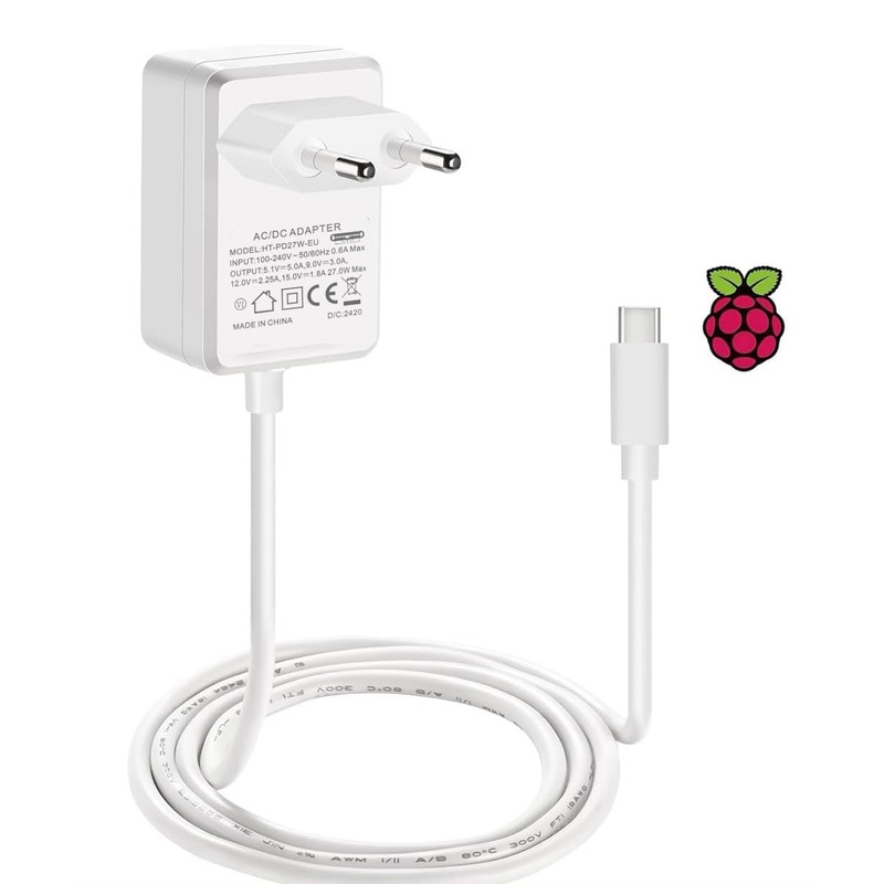 Raspberry Pi 5 Power Supply, 5.1V 5A 27W PD Power