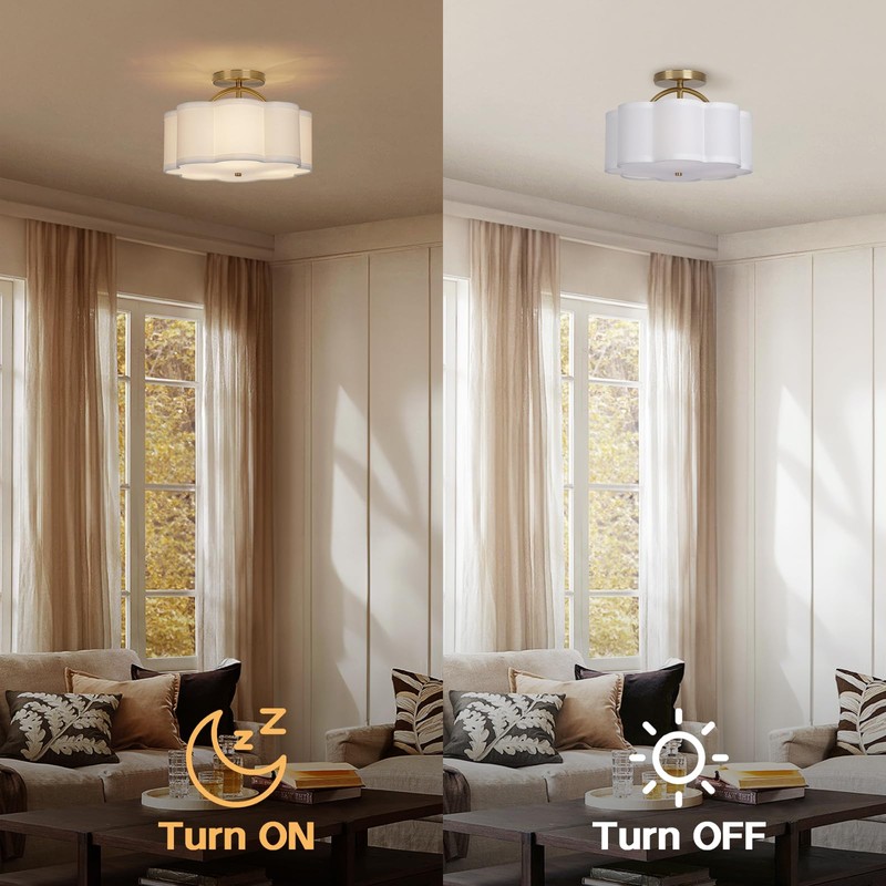 CALOKES Semi Flush Mount Ceiling Light, 11.8" Modern 3-Light Fixture