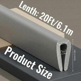 Rubber U Channel Edge Trim, Door Seal Strip, Fits Edge up to 1/16 Inch (1. 6mm) U Shape Weather Stripping(20 Feet,Gray)
