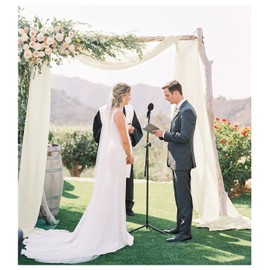 SoarDream Wedding Arch Draping Fabric 2 Panels 6 Yards Ivory Chiffon Backdrop Curtains for Wedding Decoration Reception Swag Ceiling