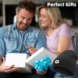 Unisex LED Beanie Hat with Light, Christmas Stocking Stuffers Gifts for Men, White Elephant Gifts for Adults Men