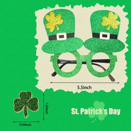 3Pcs St. Patrick's Day Costume Set for Women Shamrock Headband Hat Glasses Clover Pin Irish Theme Party Costume Accessories