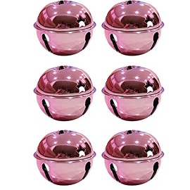 Charmed Large Size Christmas Star Cutout Jingle Bell Ornament 3" Pack of 6 (Metallic Pink)
