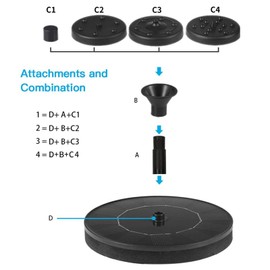 Solar Fountain Pump Bird Bath Fountain Floating Fountain for Pools with 4 Spraying Nozzles Courtyard Landscape Fountain Outdoor Garden Pond Fountain