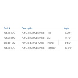 United Ortho US8812G Air/Gel Stirrup Ankle Brace, Medium, Black