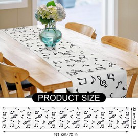 Peryiter 2 Pcs Linen Musical Table Runner, Musical Entertainment Theme Pattern, Waterproof Runner Decor for Music Event Birthday Party Wedding Table Kitchen, 72'' x 13'' (Musical Notes Style)