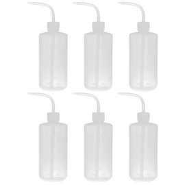 FELTECHELECTR 6 Pack Graduated Plastic Washing Bottle Refillable Squeeze Bottle Scale Leakproof for Barber Shops and Labs