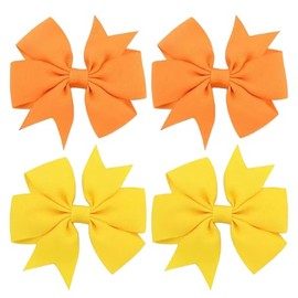 Halloween Hair Bows Clips for Girls, Orange Ribbon Bowknot Alligator Barrettes Hairpins Teens Toddlers Halloween Dress Outfit Decor Accessory Gift