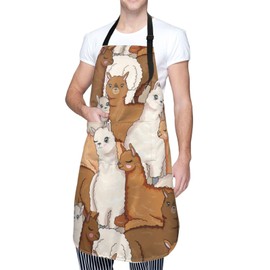 Perinsto Cute Alpacas Waterproof Apron With 2 Pockets Kitchen Chef Aprons Bibs For Cooking Baking Painting Gardening Grooming