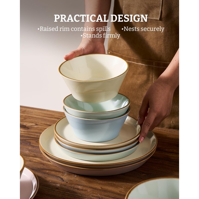 Famiware Saturn Dinnerware Sets, Plates and Bowls Sets for 4,