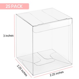 Vowcarol 2.25x2.25x3 Inches Small Favor Boxes, Clear Boxes for Macaron, Small Transparent Wedding Baby Shower Birthday Party Favor Boxes, 3 Macaron Box - 25 Pack
