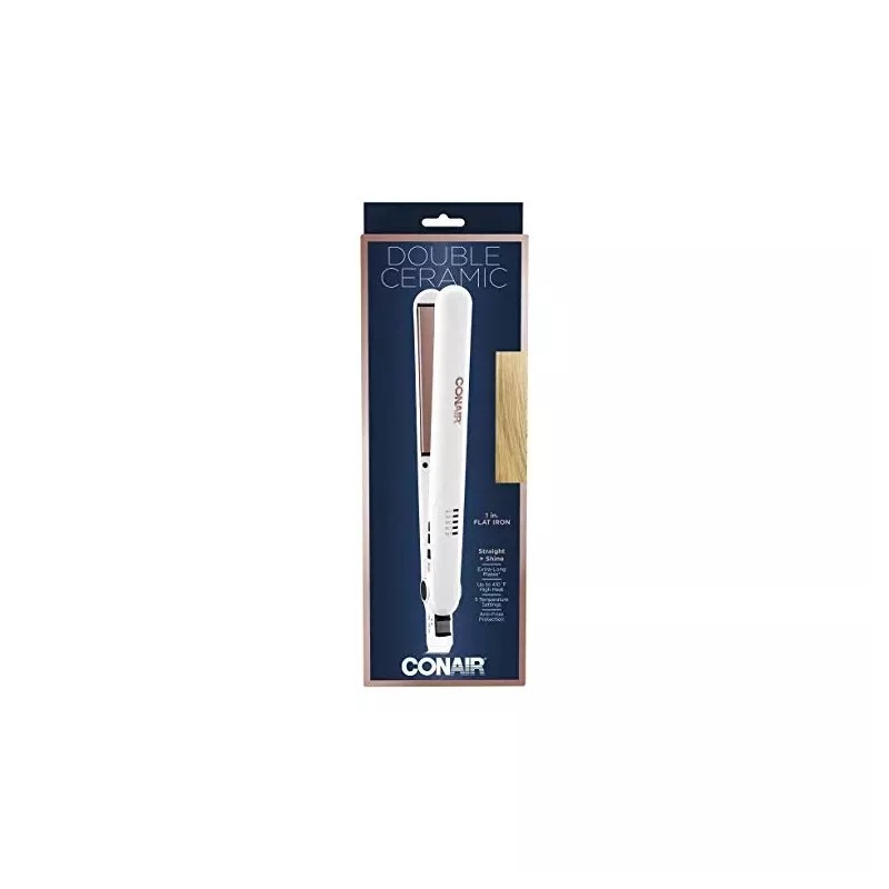 Conair Double Ceramic Flat Iron, 1 Inch Flat Iron, White