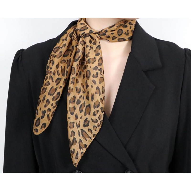 Eohak Women-Leopard-Print-Scarf Lightweight Chiffon Square Scarfs for Spring Summer Season