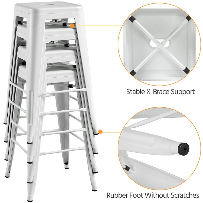 Topeakmart 30 inches Metal Bar Stools High Backless Barstool Stackable