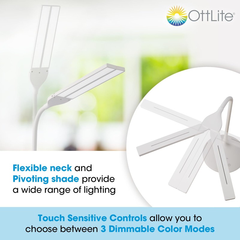 OttLite Dual Shade LED Desk Lamp - 3 Color Temperature