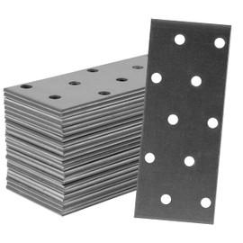 Repa Market Flat Metal Brackets Mending Plates - 100 x 40 mm / Pack of 12 - Heavy Duty Steel Plate Brackets - Metal Joining Plates for Wood - Home Improvement Flat Wall Joining Plates (4" x 1.50")