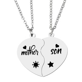 Mother Son Necklaces for Teen Boys Mom Birthday Gifts for Women Mommy Mother Matching Heart Necklaces for Men Son Christmas Gifts for Mens Stocking Stuffers for Mothers Sons Puzzle Necklace for 2