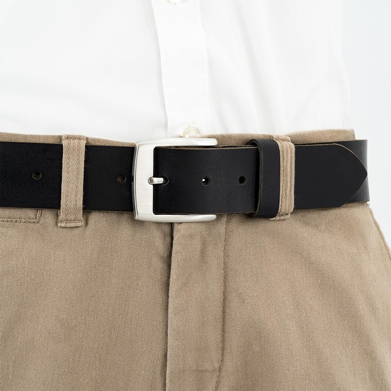 LINDENMANN Men's Buffalo Leather Belt 40 mm Black, black