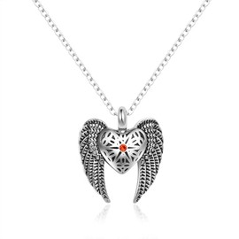 FGT Winged Heart Angel Wing Urn Necklace for Women Cremation Memorial Jewellery for Ashes Keepsake Loved One Dog Cat