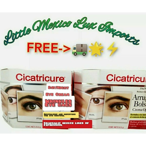 2X) CICATRICURE Crema Ojos reduce visiblemente arrugas y bolsas revitaliza 8.5g