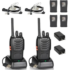 BAOFENG Walkie Talkies Long Range for Adults with 4 Rechargeable Batteries Earpiece, Two Way Radio BAOFENG BF-88A Portable 2 Way Radio for Family Hiking Camping-2 Pack