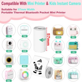 CILSER Mini Thermal Printer Sticker Paper,2.2x0.98in(57X25mm), Compatible with iDPRT, CILSER Thermal Printer Paper for Mini Printer/Kids Camera Width Under 57mm, HD,Inkless,Waterproof(Sticky 10 Rolls)