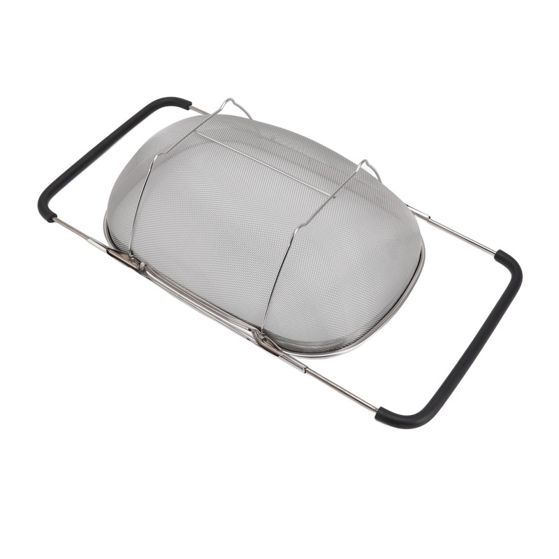Over The Sink Colander Stainless Steel Telescopic Strainer Basket Rubber