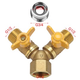 Fdit Conector Doble de Grifo de Adaptador de Manguera de Golpecito de Doble 2 Vías de Irrigación de Jardín de G1 / 2