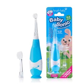 Brush-Baby BabySonic - Cepillo dental eléctrico para bebés y niños pequeños de 0 a 3 años, temporizador LED inteligente y vibración suave