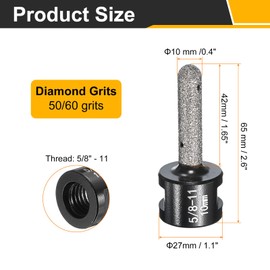 sourcing map Diamond Finger Shaped Milling Bit 10mm 2 Holes with 5/8"-11 Thread for Enlarging Shaping Milling Existing Hole on Marble Countertop, Black
