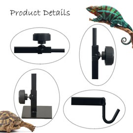 MUYG Reptile Lamp Stand,Reptile Heat Lamp Stand Height Adjustable 14.17-24.01" Floor Lamps Bracket Reptiles Tank Light Support for Reptile Glass Terrarium Amphibians Terrestrial Invertebrates Vivarium