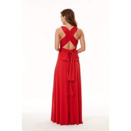 Clothink Women Red Convertible Wrap Bandage Bridesmaid Dress XL