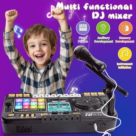 Bluetooth DJ Mixer Toy for Kids with Colorful Lights, Sound Effects & Music Fun Toys for 3-6 Years Old Boys Girls