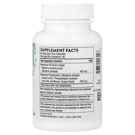 Thorne (Thorne Research), Berberine, 60 Capsules / Thorne (쏜리서치), 베르베린, 캡슐 60정