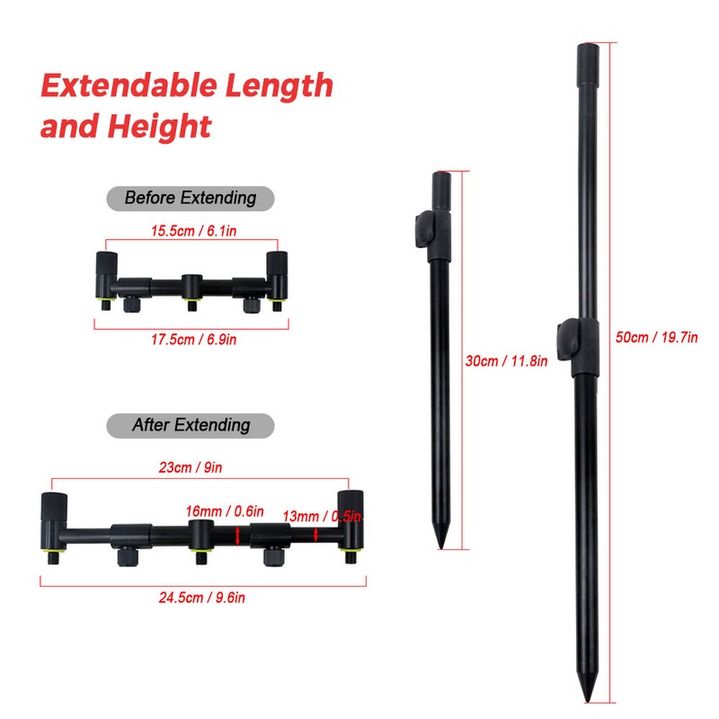 Extending Bank Stick Carp Fishing Adjustable Aluminum Bankstick Pole Rest