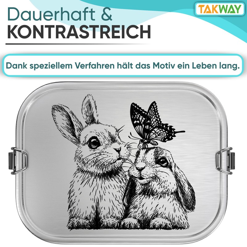 TAKWAY Children's Stainless Steel Lunch Box with Compartments, 800 ml,