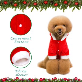 Dog Christmas Outfit, Christmas Clothes for Dog Costumes, Keep Warm Santa Dress, Dog Hoodie Christmas, Pet Hoodie Coat for Small, Medium Dogs, Puppies, Pets, S