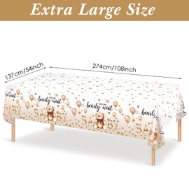 Capoda 6 Pack Bear Baby Shower Tablecloths Gender Reveal Table Covers Rectangle Plastic Table Cloths for Bear Baby Shower Gender Reveal Party Decorations, 54 x 108 Inch