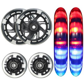 120 mm Scooter Wheels - 2 Pieces 120 mm LED Scooter Replacement Wheels with ABEC-9 Bearings - 120 mm Bright Flashing LED Kick Scooter Wheels for Micro Globber Scooter