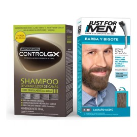 Just For Men Kit Just For Men Desvanecedor Canas Gx + Barba Castaño Medio