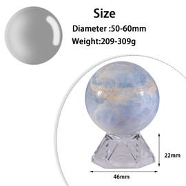 KYEYGWO Blue Celestite Crystal Ball with Acrylic Stand, Decorative Sphere for Witchcraft Fortune Teller Home Decor, 50-60 mm