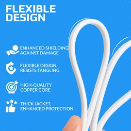 Keple ADSL 2+ High Speed Broadband Cable RJ11 to RJ11 0.5m Modem Cable for Router, Modem, Landline - Compatible with BT Microfilter - White