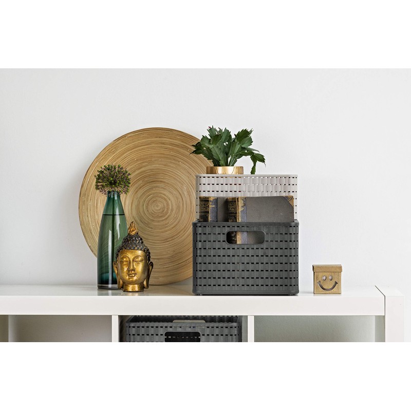 Rotho Country Rattan Effect Storage Box, 18 Litres, Plastic (Polypropylene),