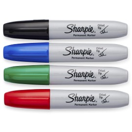 Sharpie Permanent Markers, Chisel Tip, Classic Colors, 4 Count