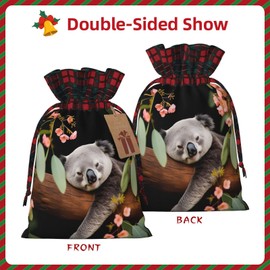 PUTWULB Koala Christmas Gift Bag, Candies Drawstring Bag for Xmas Party Favor Supplies Wrapping